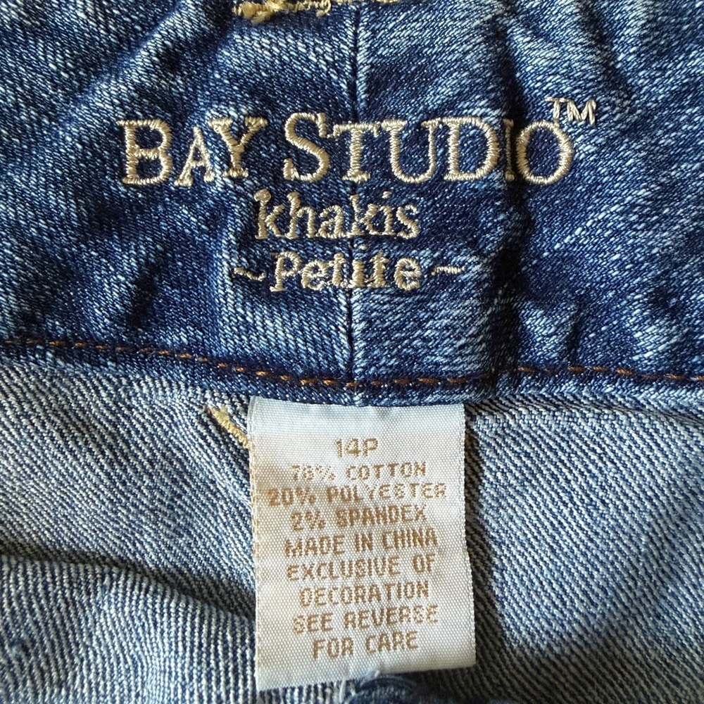 Bay Studio Petite Denim Skirt 14P Classic Blue Stretch Pencil - Picture 3 of 8